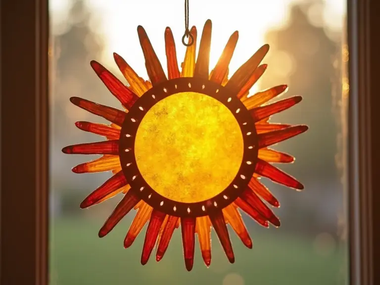 Artesanato com espelho de sol feito de palitos