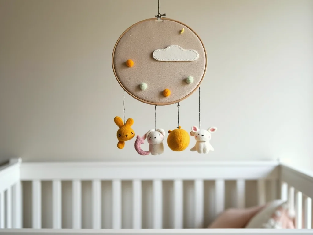 Móbile de Berço de Feltro e Bastidor: Encanto Artesanal para Bebês