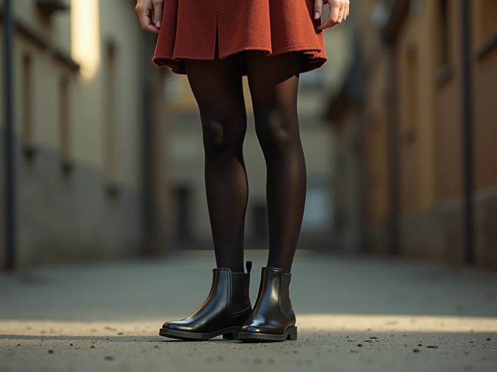 Bota Chelsea e Saia Curta: Look Incrível com Meia-Calça