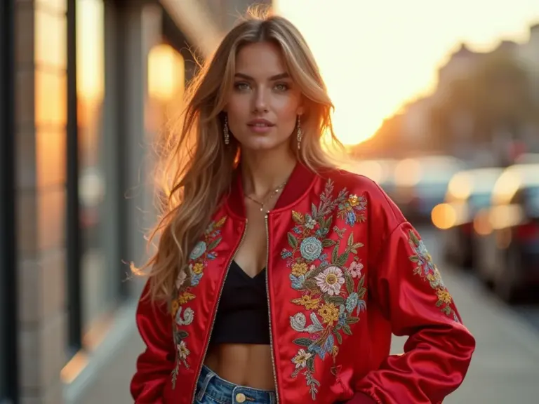 Como Usar Jaqueta Bomber Cetim Bordada: Looks Dia a Dia e Chique