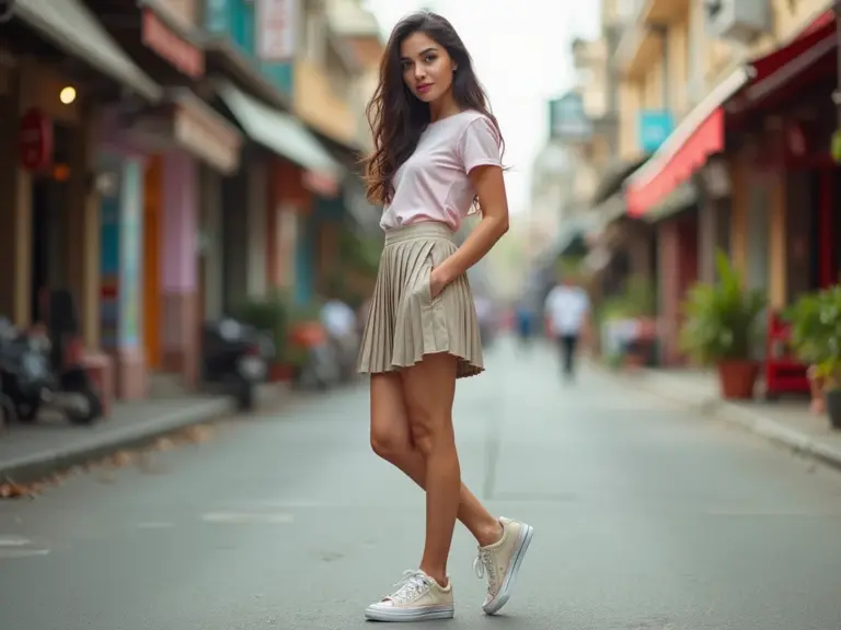 Looks com Saia Curta de Pregas e Tênis: Guia Completo Looks com Saia Curta de Pregas e Tênis: Guia Completo