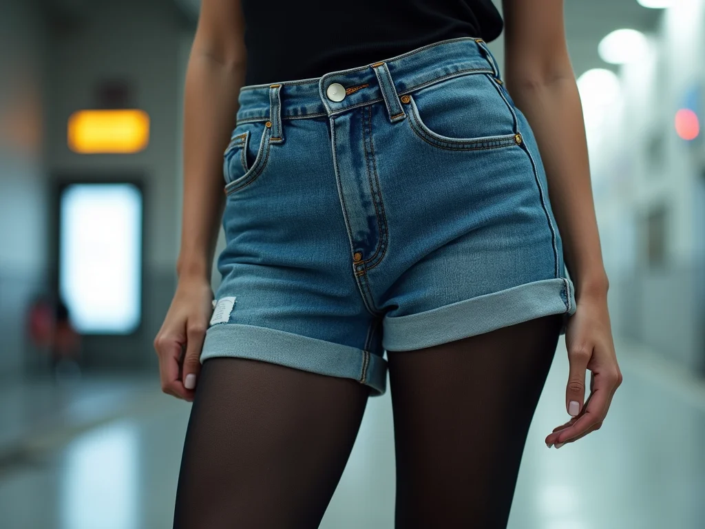 Looks Incríveis com Shorts Jeans e Meia Calça Preta: Inspire-se!