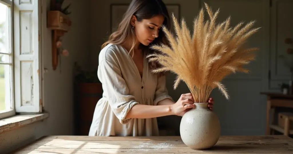 Como fazer arranjo trigo artificial vaso alto com elegância rústica em 8 passos