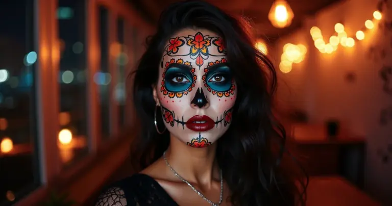 Como fazer maquiagem caveira mexicana halloween feminina que dura a noite toda Como fazer maquiagem caveira mexicana halloween feminina que dura a noite toda