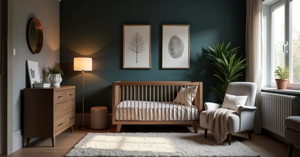 Quarto de Bebê com Móveis Escuros: Elegância e Modernidade
