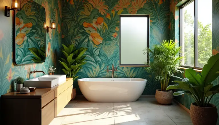 87 Ideias de Decoração de Banheiro com Papel de Parede que Resiste à Umidade