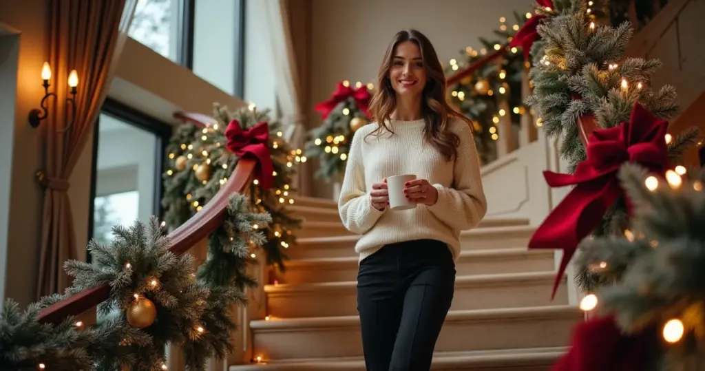 12 Ideias de Decoração de Natal Escada Interna que Dobram o Encanto