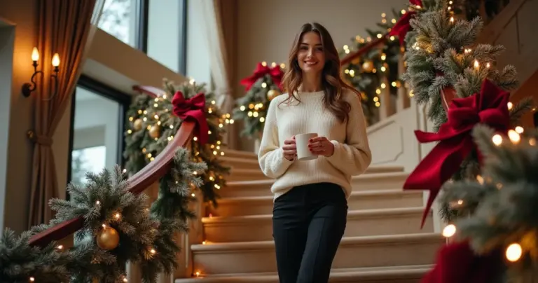 12 Ideias de Decoração de Natal Escada Interna que Dobram o Encanto
