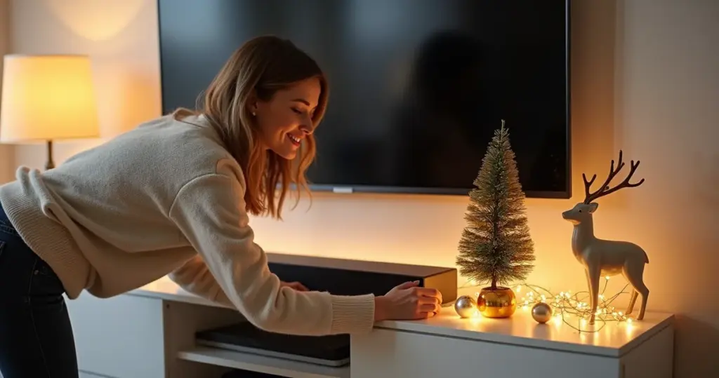 23 Ideias de Decoração de Natal no Rack Que Não Atrapalham Sua TV