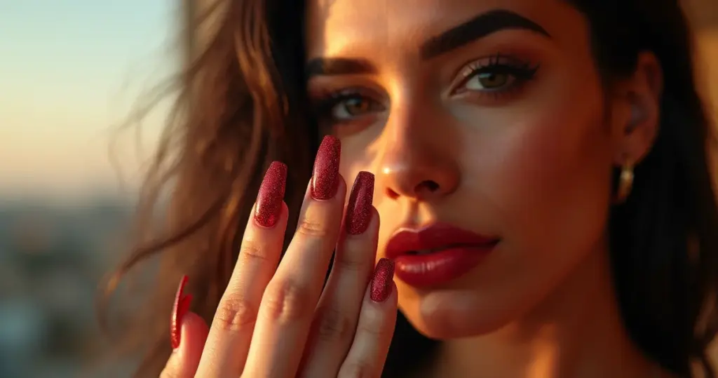 17 Ideias de Glitter Decoração de Unha Vermelha para Brilhar em 2026