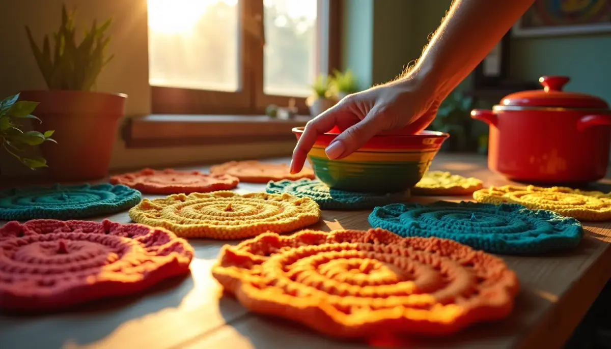 Jogo de cozinha em crochê que não solta fiapos? O material certo resolve