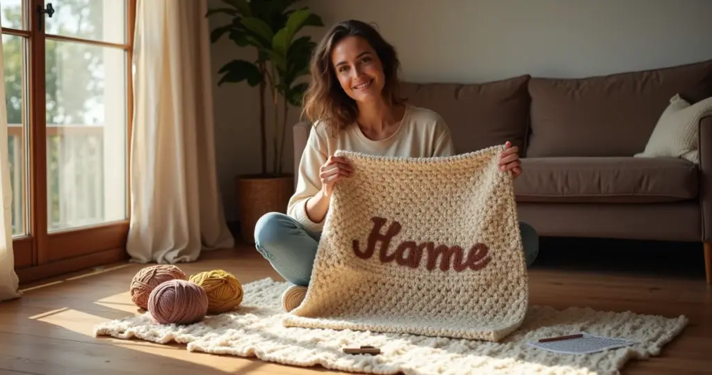 Tapete de crochê com nome passo a passo: do gráfico ao ponto final