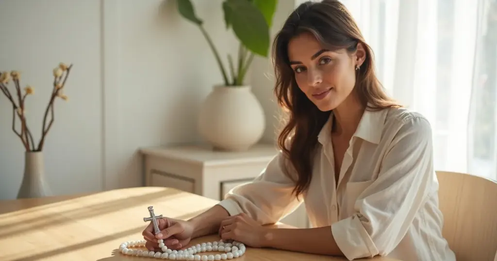 3 Ideias de Terço de Mesa com Quartzo Branco para Criar Seu Cantinho de Paz