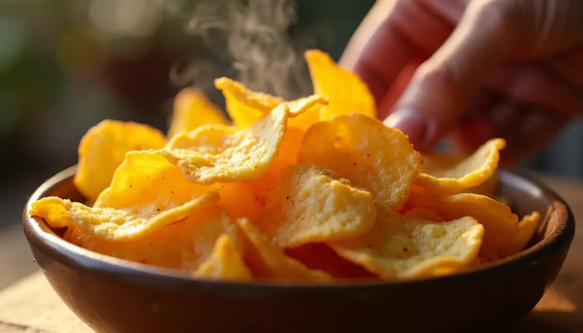 Batata chips crocante em minutos: caseira ou de pacote? Batata chips crocante em minutos: caseira ou de pacote?