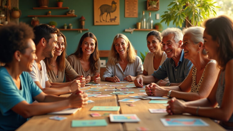 Conheça os animais mais conhecidos do jogo do bicho Pessoas sorrindo juntas em torno de ilustrações de animais do jogo do bicho.