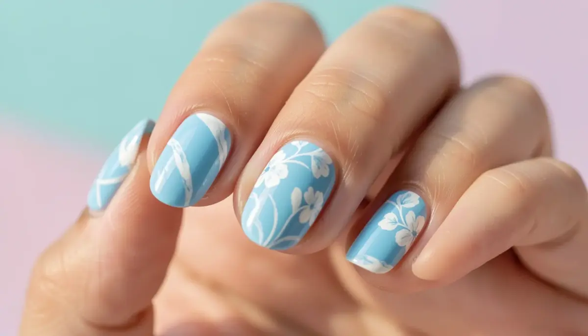 35 Ideias de Unhas Decoradas Azul Bebê e Branco para Arrasar