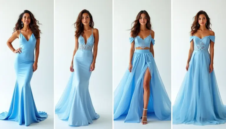 66 Ideias de Vestido de Formatura Azul Claro Que São Puro Glamour