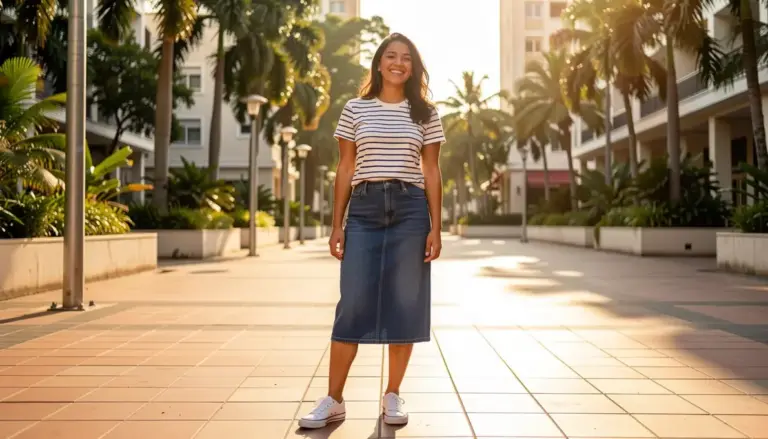 41 Ideias de Combinadinhas com Saia Midi e Tênis para o Dia a Dia