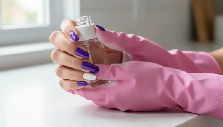 Como Manter o Brilho das Unhas Decoradas Roxo e Branco na Rotina de Limpeza Doméstica