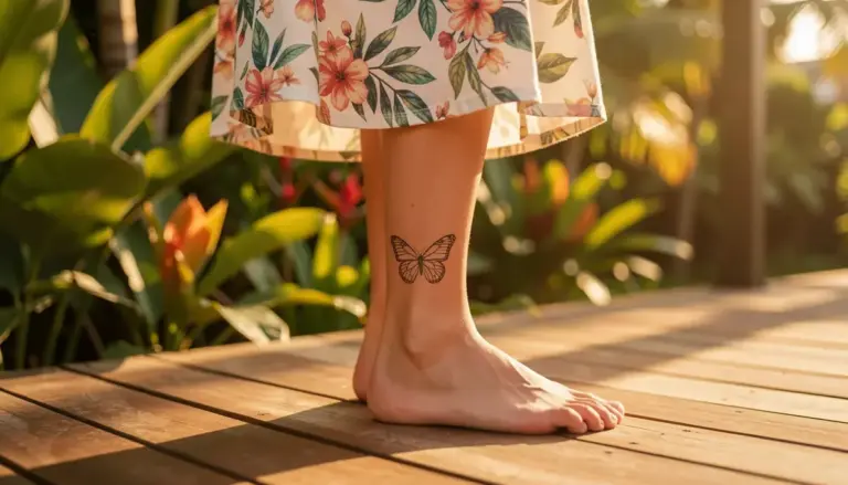 44 Ideias de Tatuagem Feminina no Tornozelo Borboleta para Inspirar