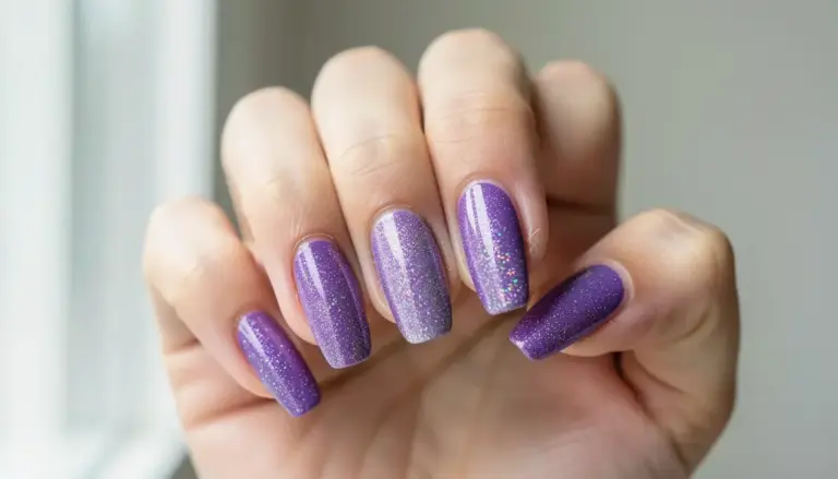 44 Ideias de Unha de Gel Roxa com Glitter para 2026