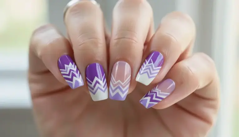 36 Ideias de Unhas Decoradas Roxo e Branco para Arrasar