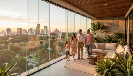 Eterno Paraíso no Paraíso SP: apartamento na planta com plantas de 300 a 588 m² Família em terraço de apartamento de alto padrão no Paraíso com vista para o Ibirapuera