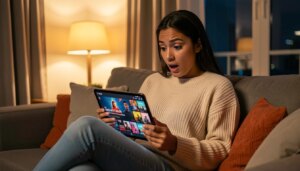 Fora do radar: 4 séries de 2026 com nota alta que quase ninguém assistiu Mulher surpresa ao descobrir séries escondidas no streaming